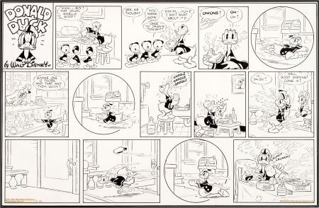 Alfred Taliaferro : Al Taliaferro Donald Duck Sunday Comic Strip Original Art dated 2-23-40 (King Features Syndicate, 1940)