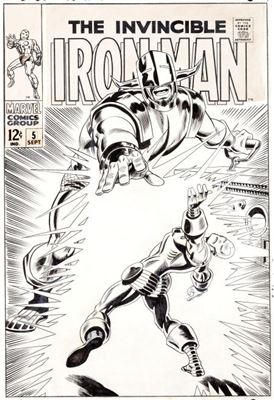 George Tuska : George Tuska and Frank Giacoia Iron Man #5 Cover Original Art