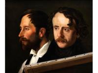 Julius Rudolf Benno Hubner : DOPPELPORTRAIT, WOHL FERDINAND THEODOR HILDEBRANDT UND CARL FRIEDRICH LESSING