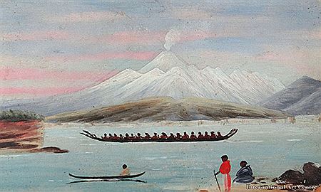 John Philamon Backhouse : War Canoe on Taupo Moana