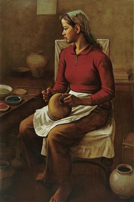 InSoong Kim : A Girl with Pottery