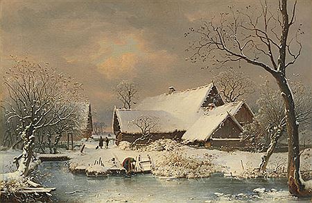 Wilhelm Heinrich Schneider : Verschneite Winterlandschaft. 1855