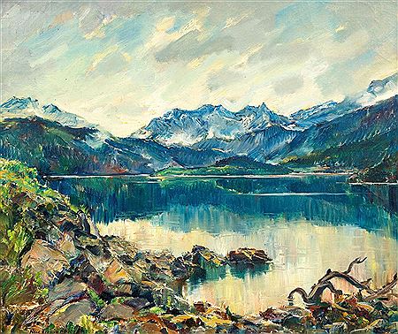 August Herzog : 'Stiller Tag im Engadin' / Am Silsersee. 1929