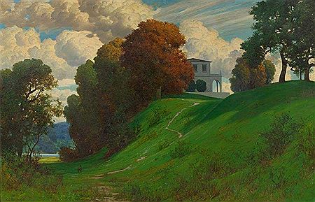 Eduard Rudisuhli : House in an idyllic landscape