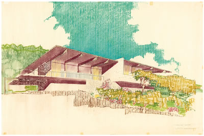 Richard Neutra : Architectural Rendering of the Linn Residence