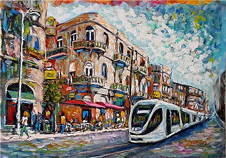 Abraham Shemi-Shoham : Jaffa Street in Jerusalem