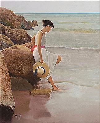 Domingo Alvarez Gomez : Girl at Water Edge