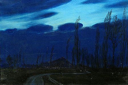 Gustav Kampmann : 'Nachtanfang'. Nightly landscape