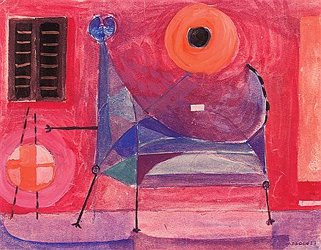 Enrique Sarda : Gato en rojo y violeta, 1957