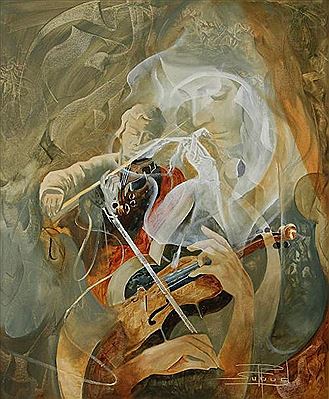 Roger Suraud : Violonistes et danseuse