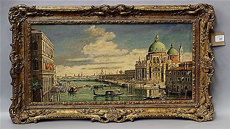 Alberto Terrini : The Grand Canal, Venice, looking towards Santa Maria della Salute