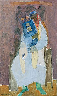 Lennart Rosensohn : Sitting Rabbi with Torah scrolls