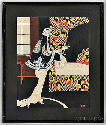 Edward Arthur Wilson : Art Deco Illustration of a Woman in Her Bedroom