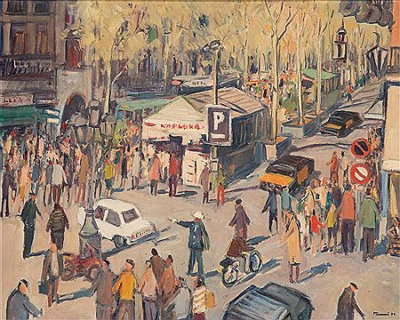 Josep Pomes Abella : 'Ramblas de Barcelona'. 1977