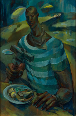 James McMillan : Untitled (Seated Man at Table with Hammer)