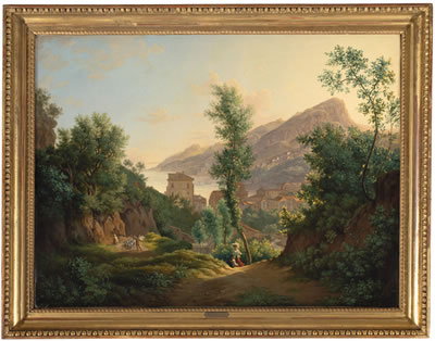 Joseph Rebell : Ansicht der Stadt Vietri mit dem Blick auf Rieti und den Meerbusen von Salerno