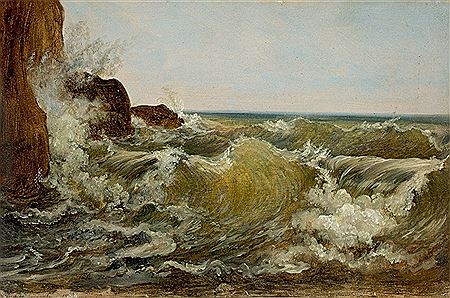 Heinrich Reinhold : Breaking waves on the coast near Sorrento