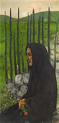 Wilhelm Schmurr : Alte Frau / Bäuerin mit Blume