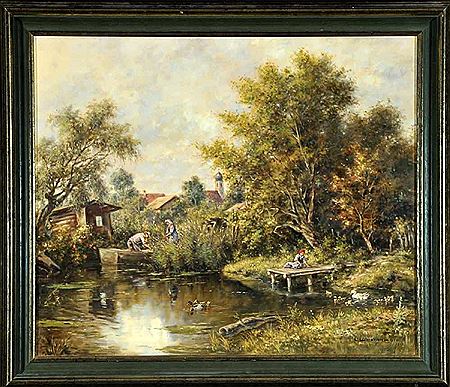 Ludwig Wiedenmann : 'Idylle am Dorfteich'