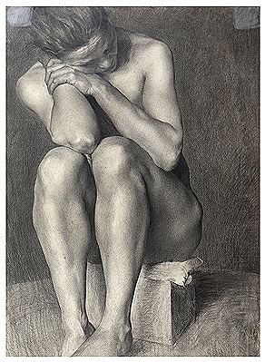 Alessandro Poma : Nude of crouched woman