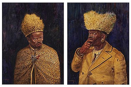 Gerard Bhengu : Inyanga in traditional dress; Inyanga with coat, two