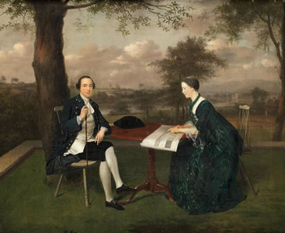 Arthur Devis : James, 20th Earl of Kildare and his wife Emily Mary in the grounds of Carton