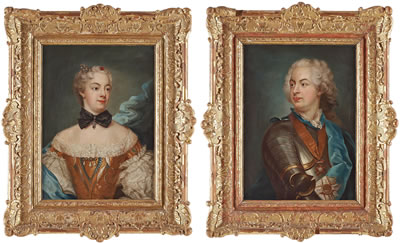 Johan Hendrik Scheffel : 'Nils Bielke” (1706-1765) & his wife ”Hedvig Elisabeth Sack' (1708-1760) (pair)