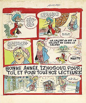 Jean Tabary : Exceptionnelle planche orignale à la gouache et encre de chine, réalisée pour la couverture de Record du 1er Janvier 1965.