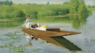 Arthur Hacker : Punting on the Thames