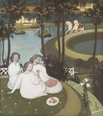 Maurice Denis : Légende de chevalerie ou Trois jeunes princesses (Première version à la gouache)