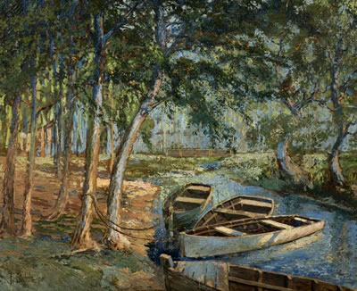 Franz Strahalm : 'Boats on Dixon's Branch, White Rock Lake'