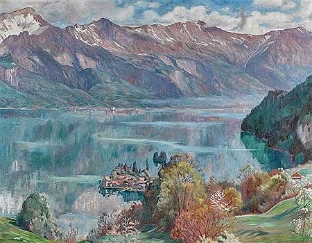 Hans Widmer : Blick auf Iseltwald und Brienzersee