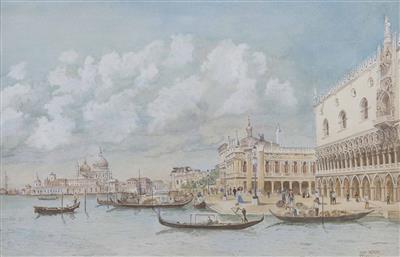 Rudolf Bernt : Venedig mit Dogenpalast, Piazzetta und Santa Maria della Salute