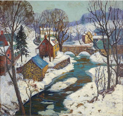 Fern Isabel Kuns Coppedge : 'CREEK BRIDGE SNOW' (CARVERSVILLE)'