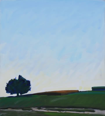 Bendicht Fivian : Landschaft mit Baum, 1984