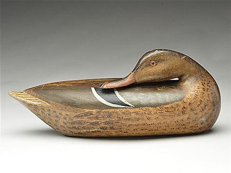 Charles Haddon Perdew : Outstanding hollow carved mallard hen in sleeping pose