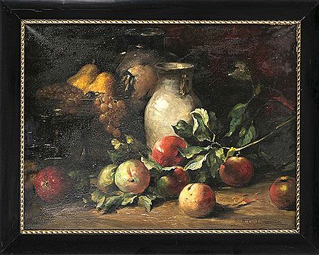 Heinrich Oesterschmidt : Large fruit still life with apples, pears and grapes