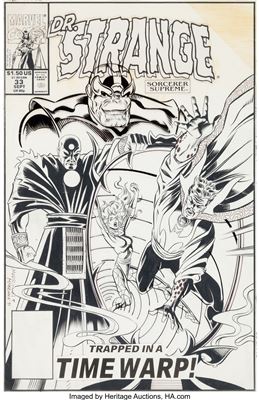 Chris Marrinan : Chris Marrinan and Mark McKenna Doctor Strange, Sorcerer Supreme #33 Cover Original Art (Marvel, 1991)