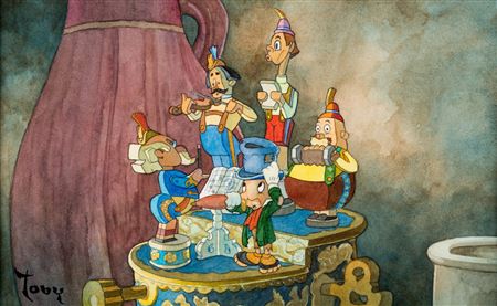 Toby Bluth : Pinocchio Jiminy Cricket Illustration by Toby Bluth (Walt Disney, c. 2000s)