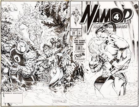 Geof Isherwood : Geof Isherwood Namor, the Sub-Mariner #50 Wrap-Around Cover Original Art (Marvel, 1994)