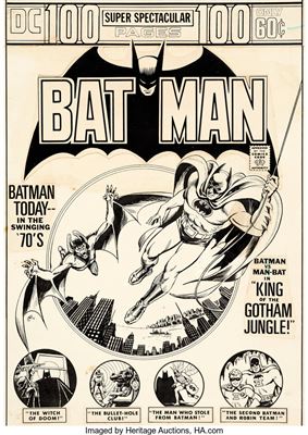 Nick (Nicholas Viscardi) Cardy : Nick Cardy Batman #254 Cover Man-Bat Original Art (DC, 1974)