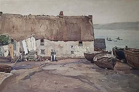 Owen Merton : Concarneau: Houses and Boats