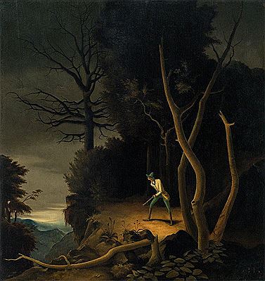 Franz Sedlacek : Waldlandschaft mit Jäger, 1928