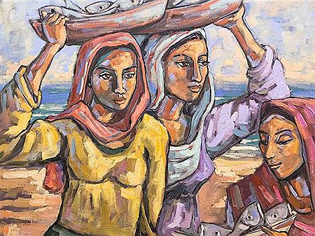 Dante Ruben : Three Women Carrying Fish