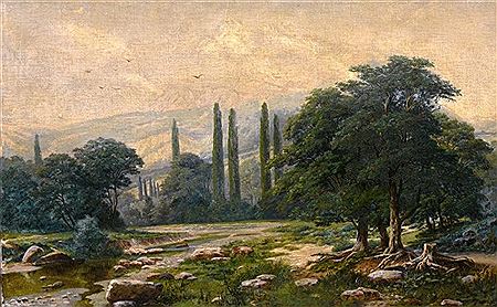 Alexejewitsch Prokopij Skljarow : Wide Landscape with Cypresses