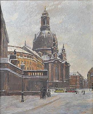 Walter Friederici : Ansicht der Frauenkirche zu Dresden, vom Jüdenhof aus gesehen. Um 1927.