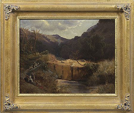 Fritz Klingelhöfer : Südliche Landschaft mit rastenden Wanderern