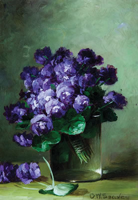 George Washington Seavey : 'Still Life with Purple Flowers'