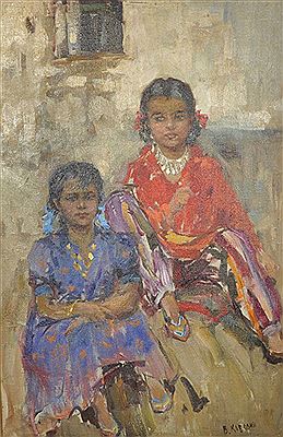 Valentin Kavoline : 'TWO GIRLS IN ORIENTAL DRESS'