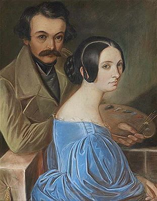 Johann Baptist Weiss : Self-Portrait of the Painter with his Wife Maria Weiß